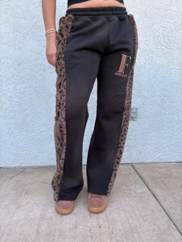 Black Leopard Sweatpants