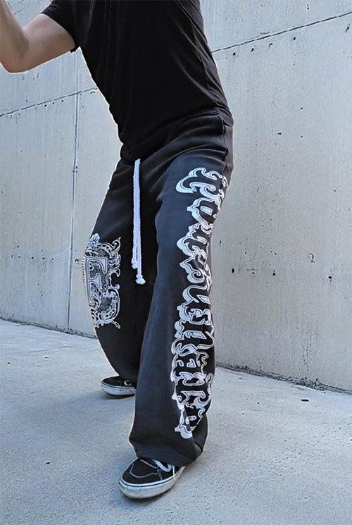 Black Baggy Graffiti Sweatpants