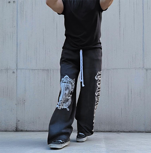 Black Baggy Graffiti Sweatpants