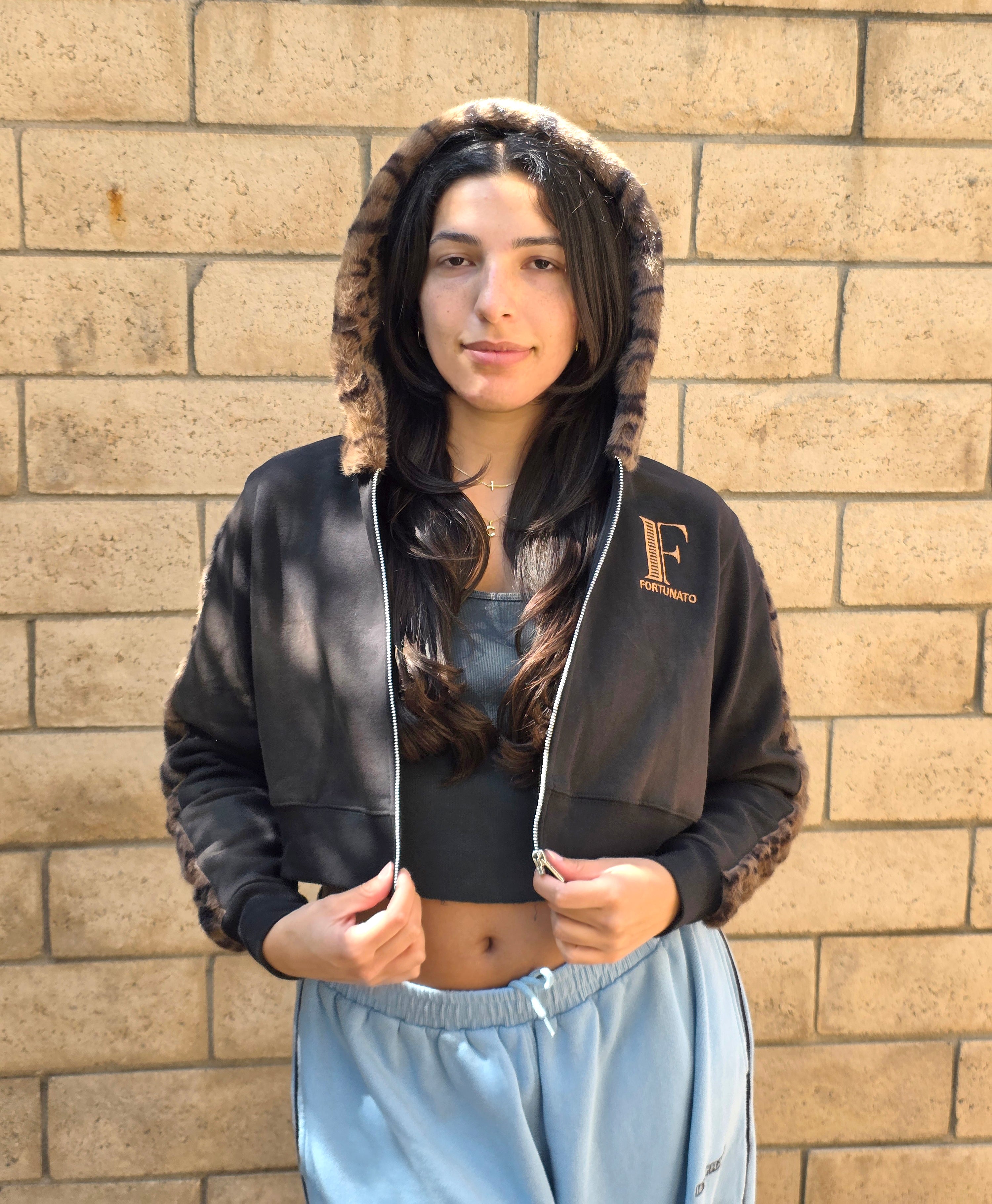 Half-Crop Leopard Hoodie