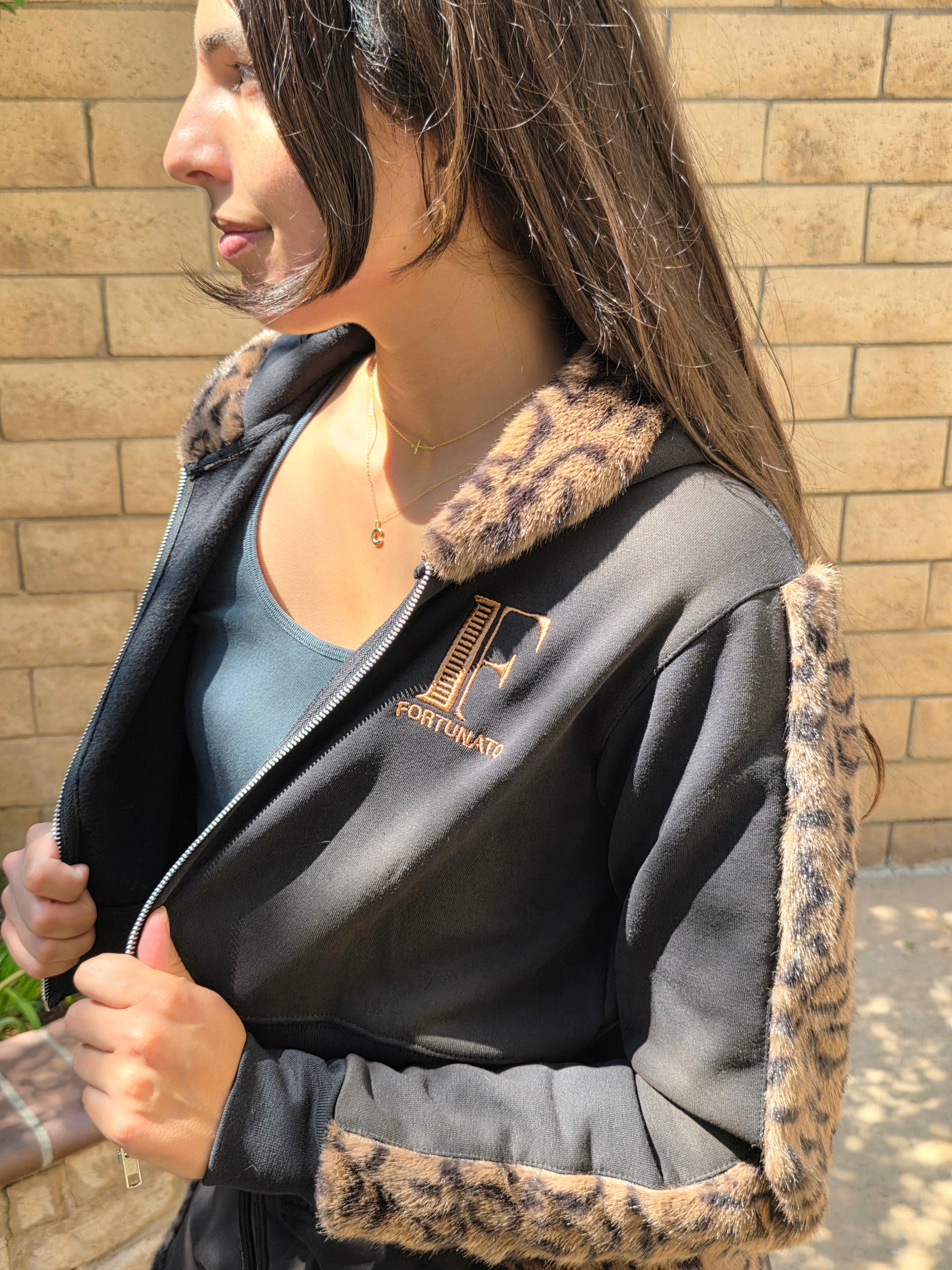 Half-Crop Leopard Hoodie