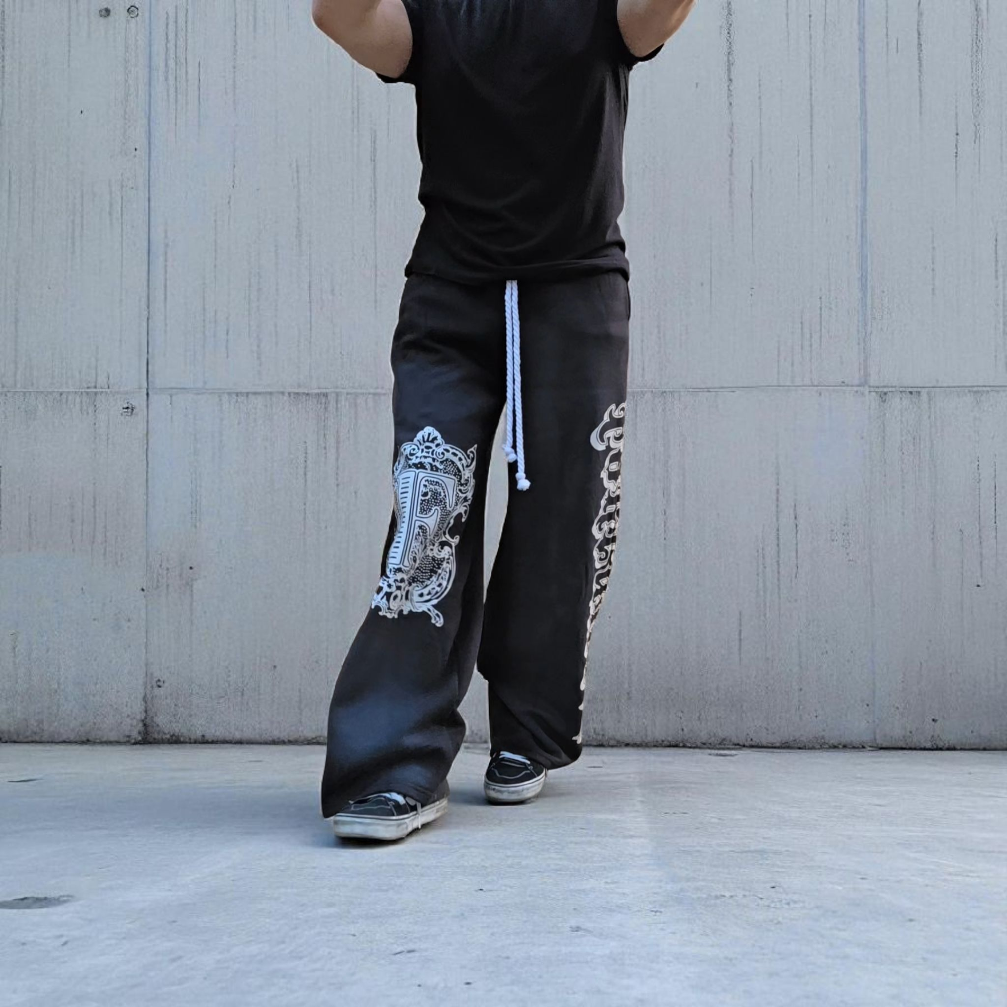 Black Baggy Graffiti Sweatpants