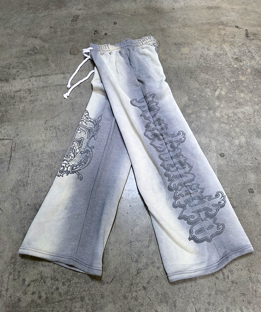 Grey Baggy Graffiti Sweatpants