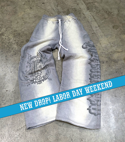 Grey Baggy Graffiti Sweatpants