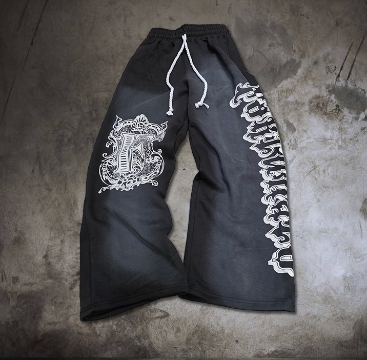 Black Baggy Graffiti Sweatpants