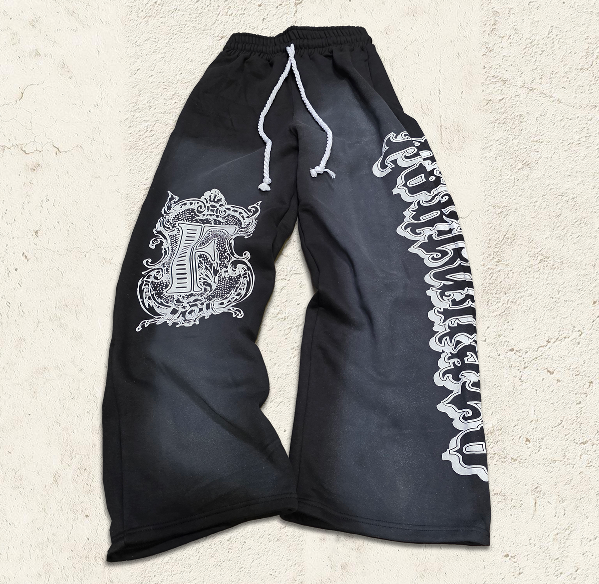 Black Baggy Graffiti Sweatpants