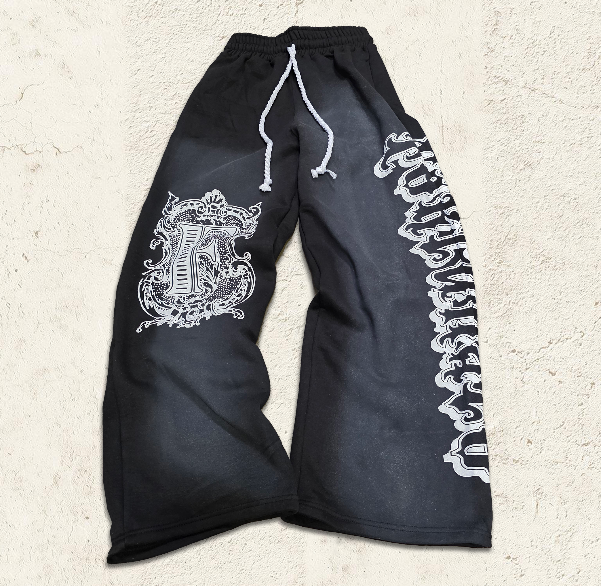 Black Baggy Graffiti Sweatpants