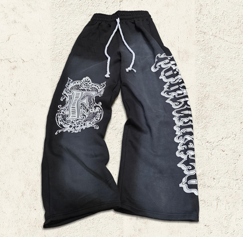 Black Baggy Graffiti Sweatpants