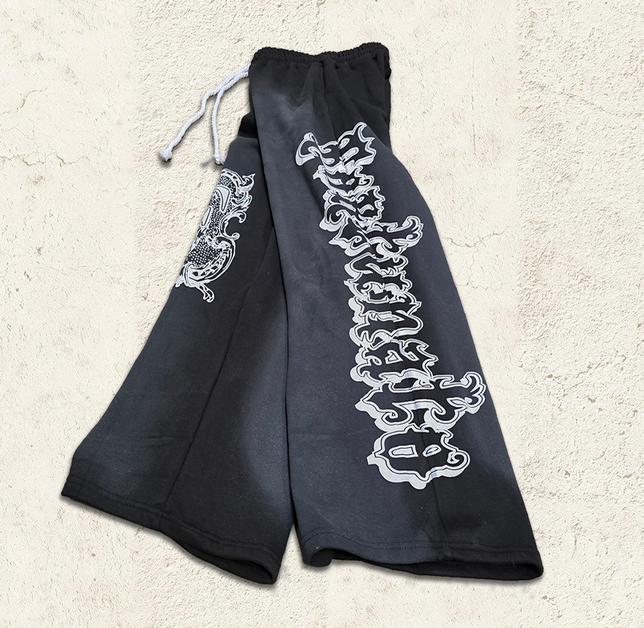 Black Baggy Graffiti Sweatpants