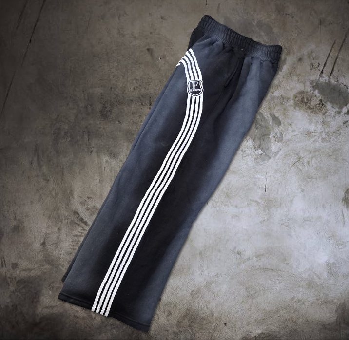 Striped Black Baggy Sweatpants