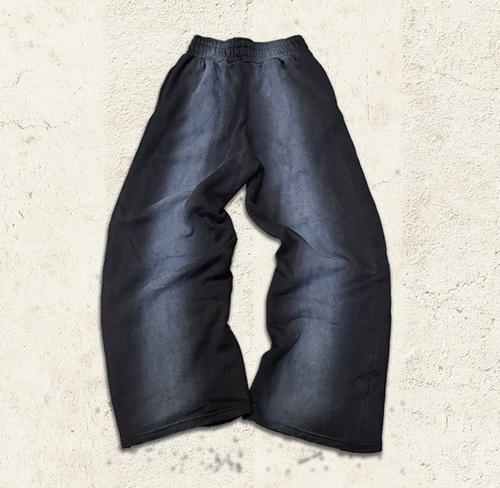 Continuous Stripe Black Baggy Sweatpants