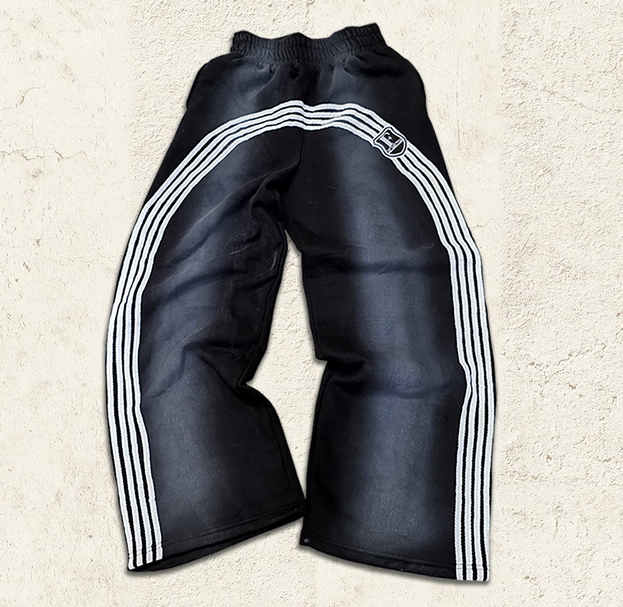 Continuous Stripe Black Baggy Sweatpants
