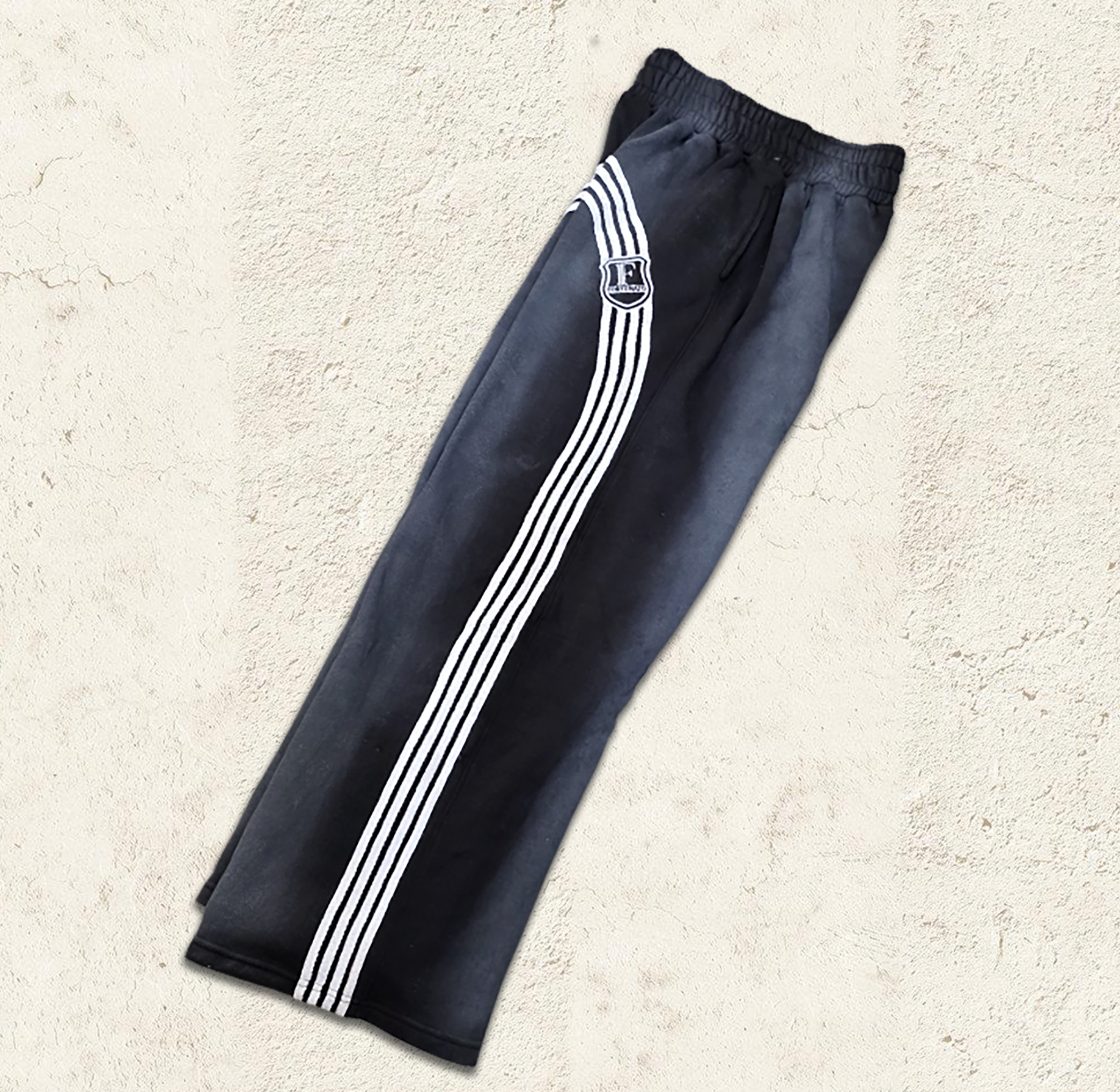 Continuous Stripe Black Baggy Sweatpants