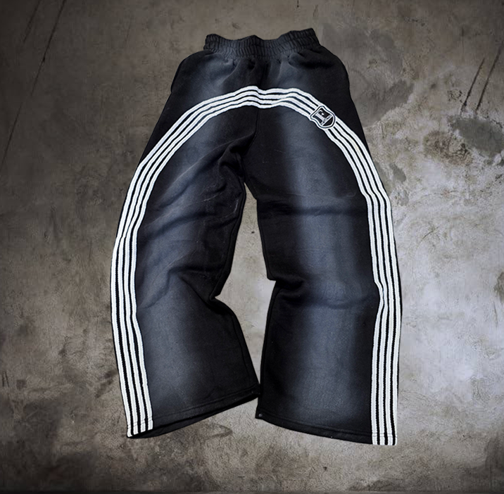 Striped Black Baggy Sweatpants