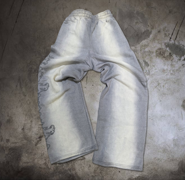 Grey Baggy Graffiti Sweatpants