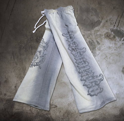Grey Baggy Graffiti Sweatpants