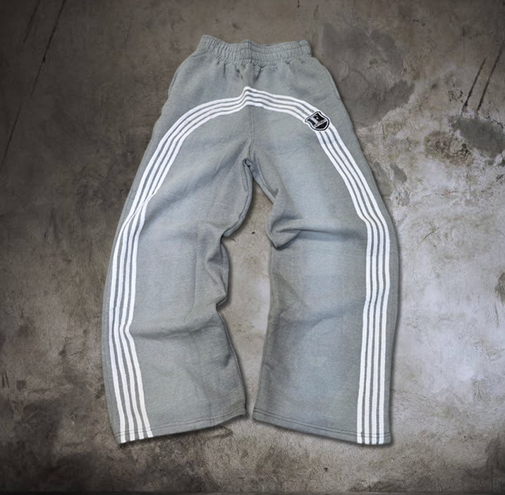 Striped Grey Baggy Sweatpants