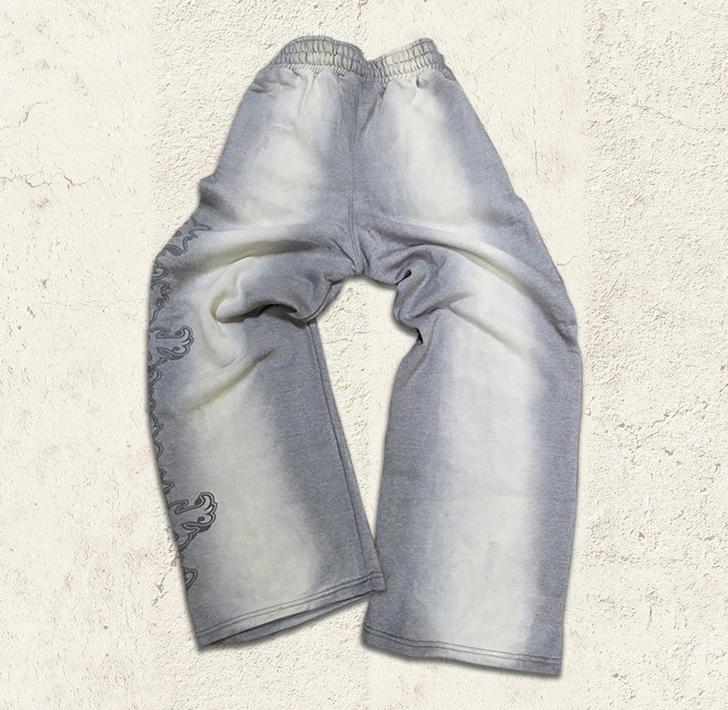 Grey Baggy Graffiti Sweatpants