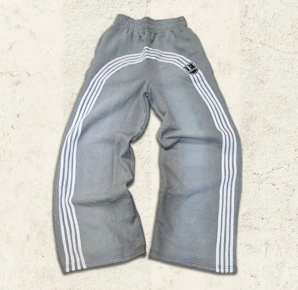 Continuous Stripe Grey Baggy Sweatpants