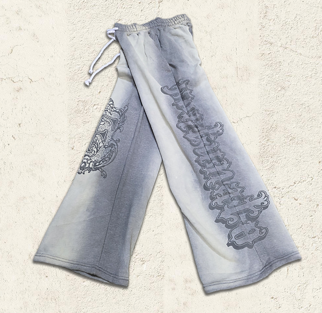 Grey Baggy Graffiti Sweatpants