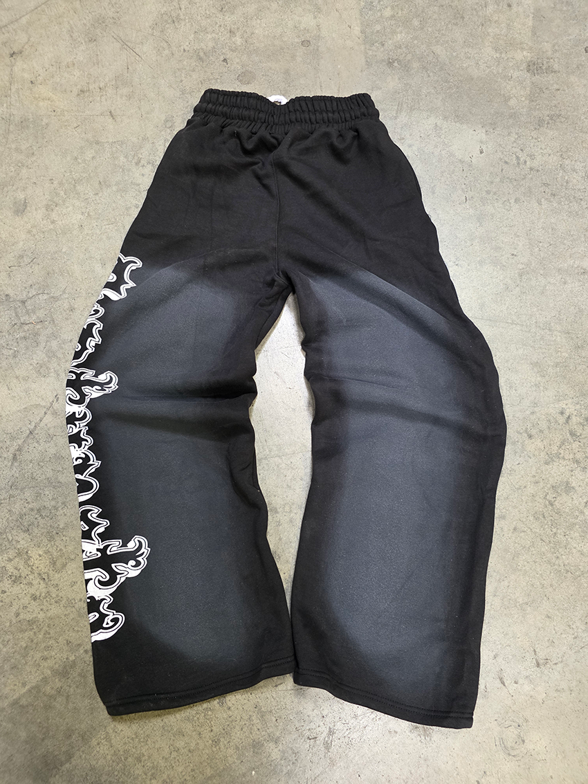 Black Baggy Graffiti Sweatpants