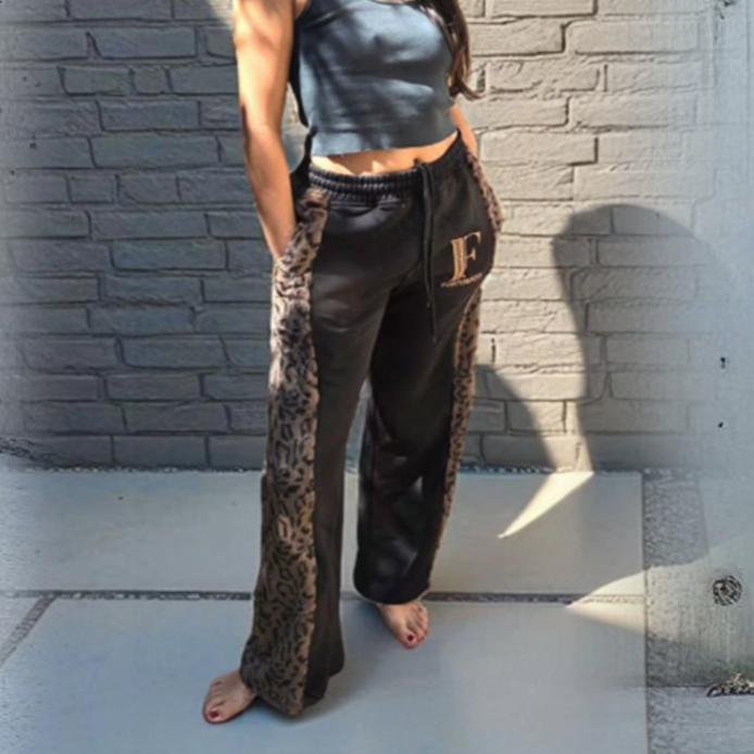 Black Leopard Sweatpants