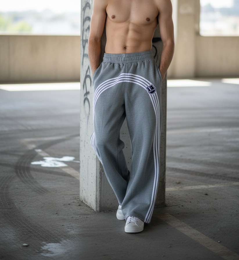 Striped Grey Baggy Sweatpants