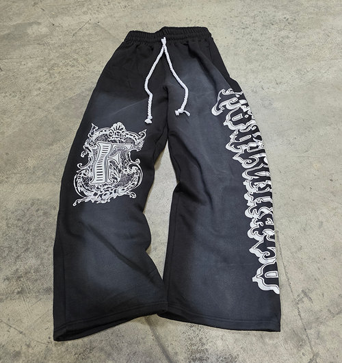 Black Baggy Graffiti Sweatpants