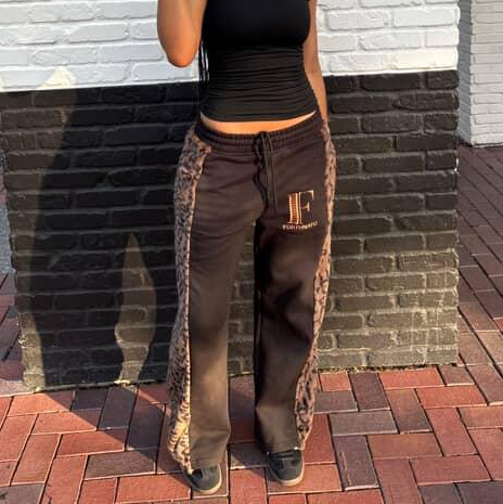 Black Leopard Sweatpants