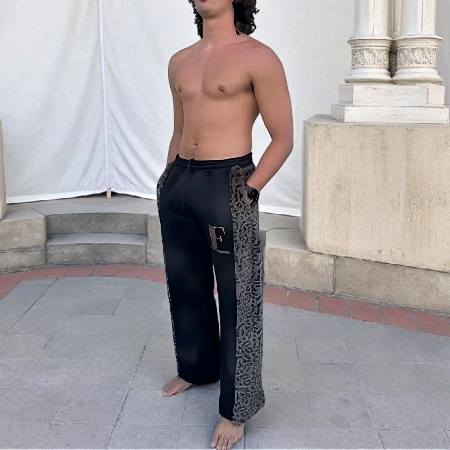 Black Leopard Sweatpants