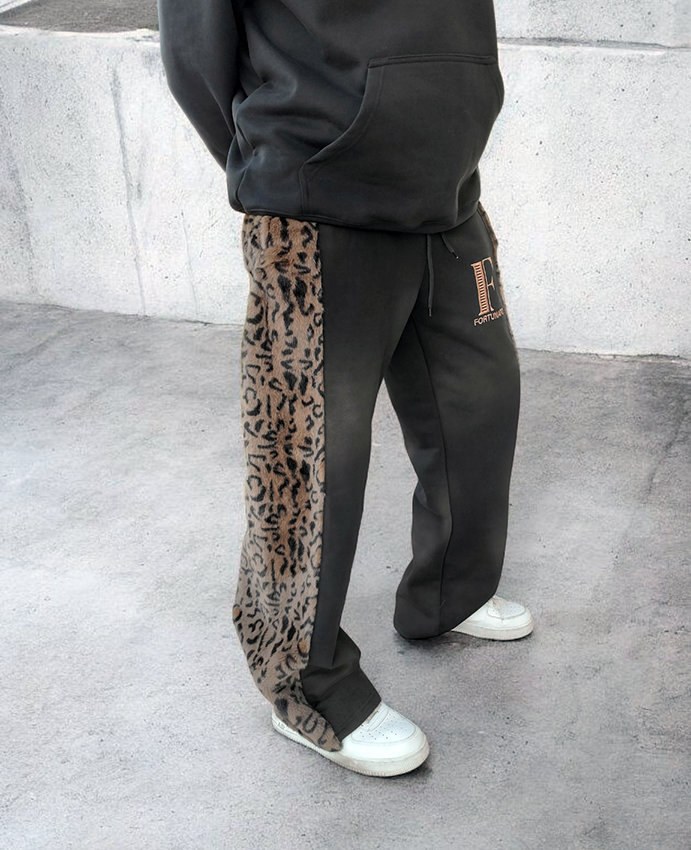 Black Leopard Sweatpants