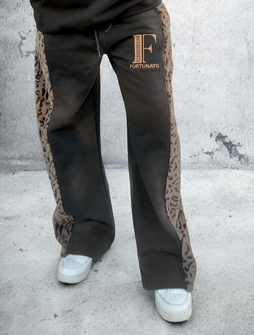 Black Leopard Sweatpants