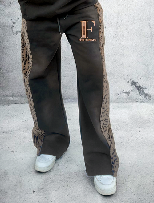 Black Leopard Sweatpants
