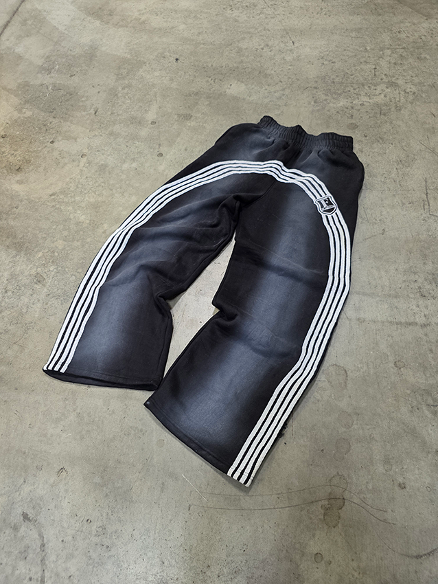 Striped Black Baggy Sweatpants