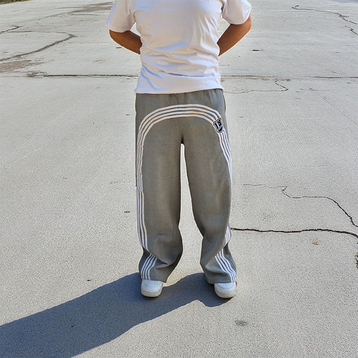 Striped Grey Baggy Sweatpants