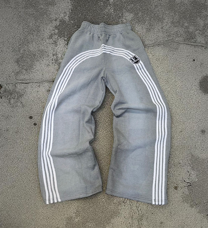 Striped Grey Baggy Sweatpants