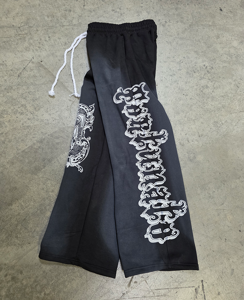 Black Baggy Graffiti Sweatpants